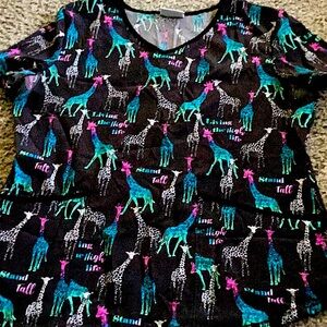 Women’s Scrubstar Giraffe Scrub Top Size M